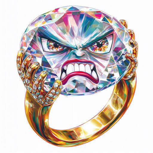 High-Quality Diamond Ring Caricature Clipart for Dynamic Content