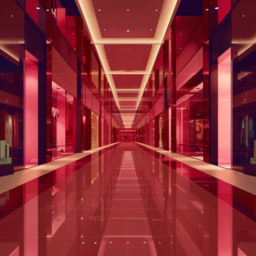 Realistic mall clipart on rich burgundy background