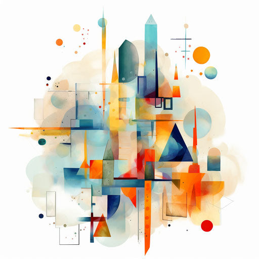 Shapes clipart in the style of Oil painting, on a white background