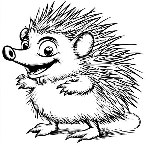 Cartoonish hedgehog with fun and exaggerated features