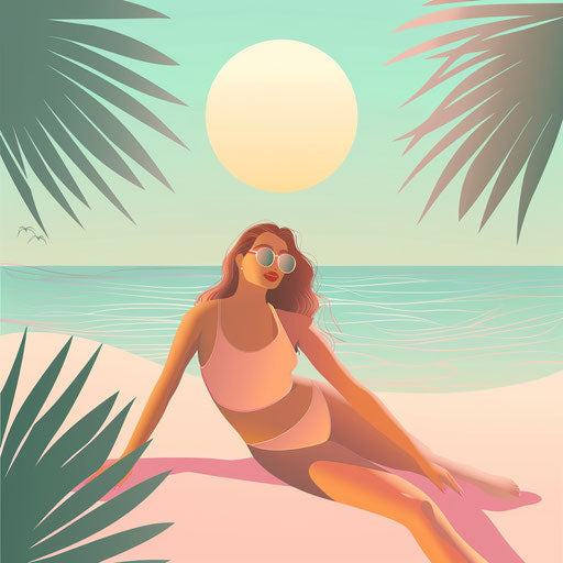 Photo realistic spring break clip art with flat random background, ethereal glow and soft edges