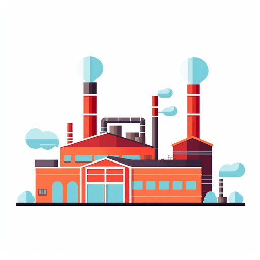 Minimalist factory clipart on white background