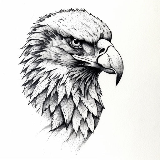 Blackwork eagle tattoo design on white background