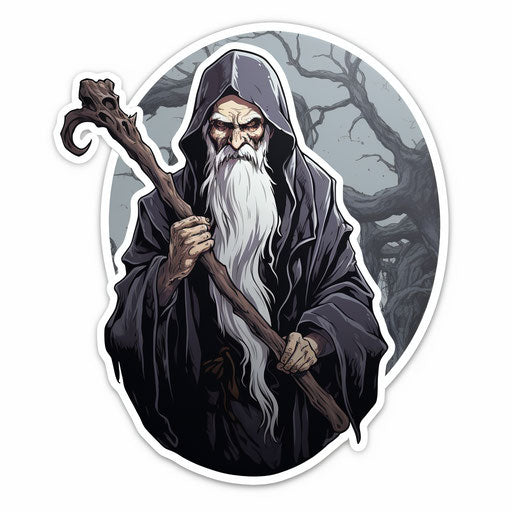 Elder with scythe in serene style