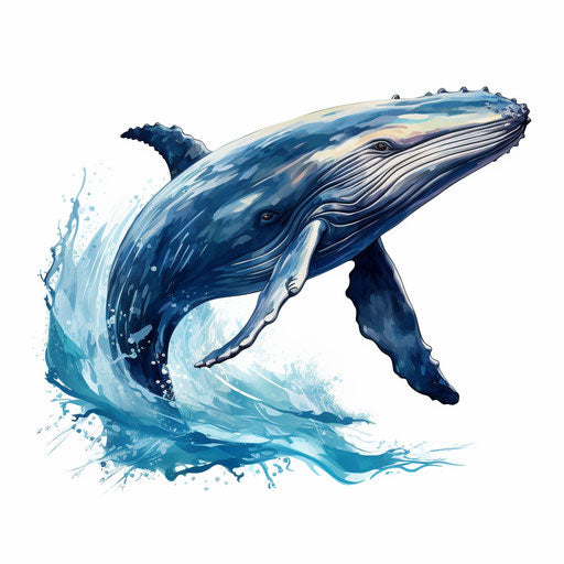 Whale clipart in the style of Oil painting, on a white background