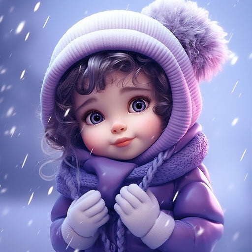 Small cute purple baby with hearts