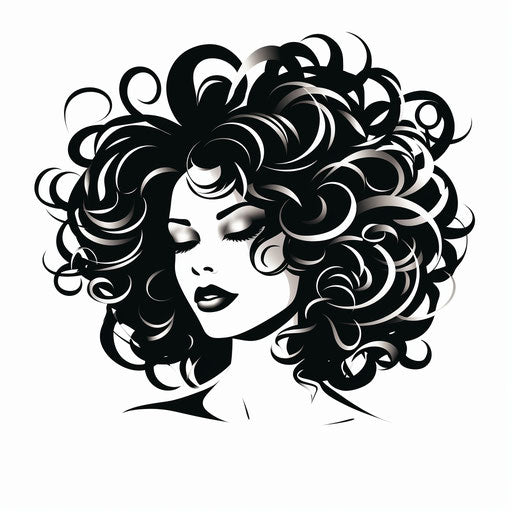 Curly hair illustration in the Minimalist style, on white background