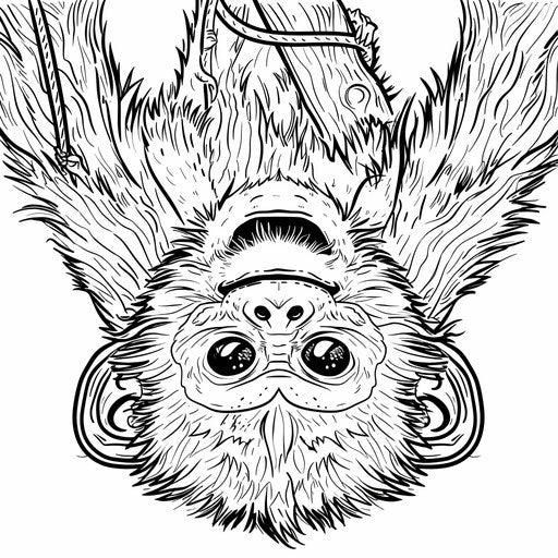 Monkey hanging upside down with a cheeky grin