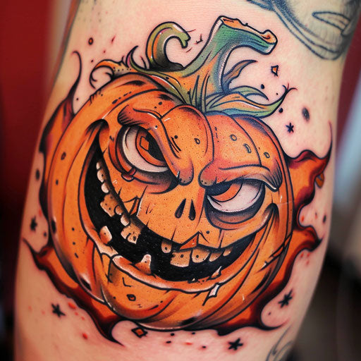 Humorous sketch of a pumpkin with funny facial expressions