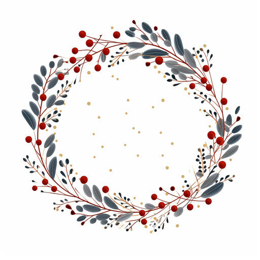 Christmas garland clipart in Minimalist style, on white background