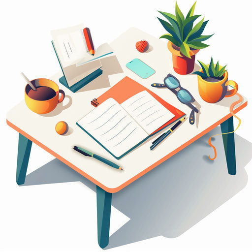 Homework clipart in photo realistic style with flat white background