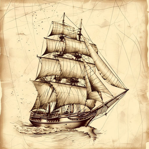 Vintage tattoo sketch of an old sailing ship