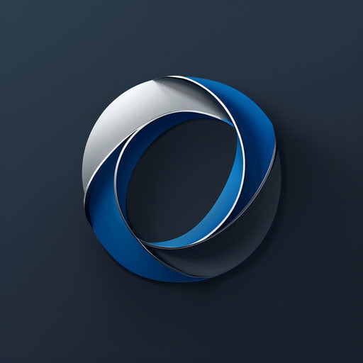 Online logo with clean typography and corporate look, blue and silver palette