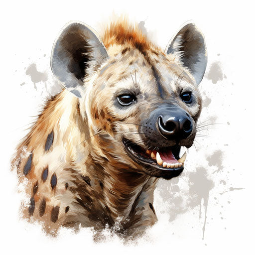 Hyena clipart in the style of Oil painting, on a white background