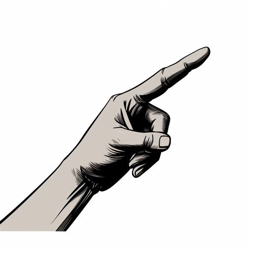 Finger illustration in chiaroscuro style on white background