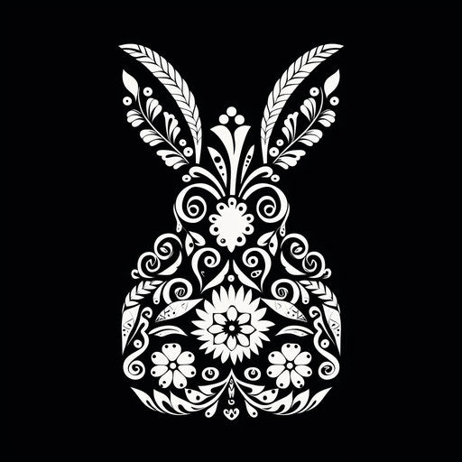 Easter bunny in silhouette on white background