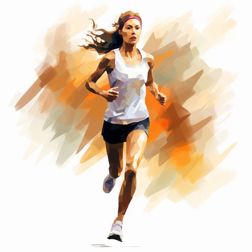 Jogging clipart in the style of Impressionistic Art, on white background