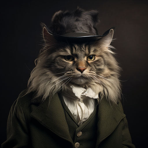 Norwegian forest cat dressed as a man