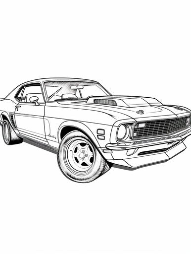 Old muscle car for coloring, in the style of артур скижали-вейс