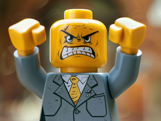 Indignant emotion with raised fists, intriguing creative style