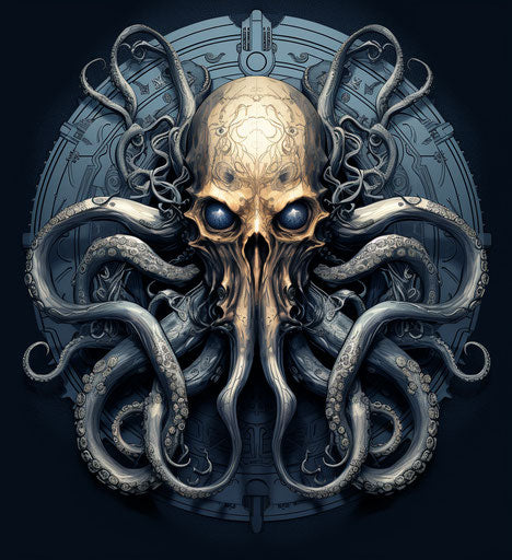 Octopus head in religious symbolism, metal compositions