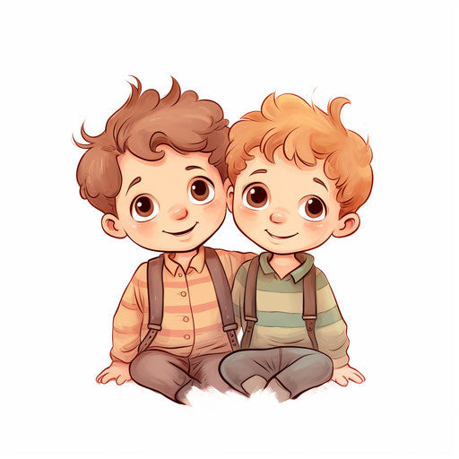 Brother illustration in Pastel Colors Art style, on white background