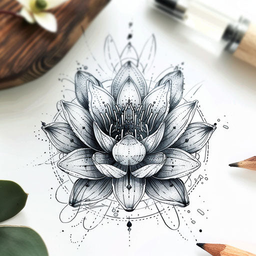 Mandala water lily tattoo design