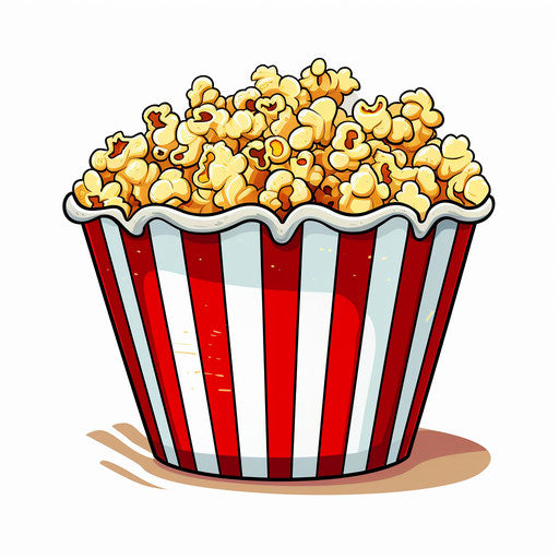 Popcorn illustration in minimalist style, on white background