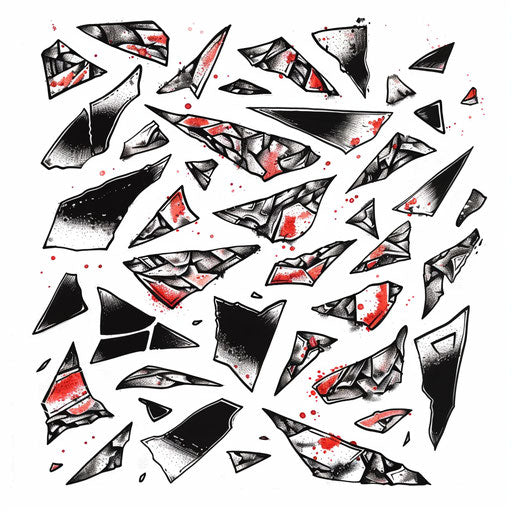 Roman pottery shards in black and red ink