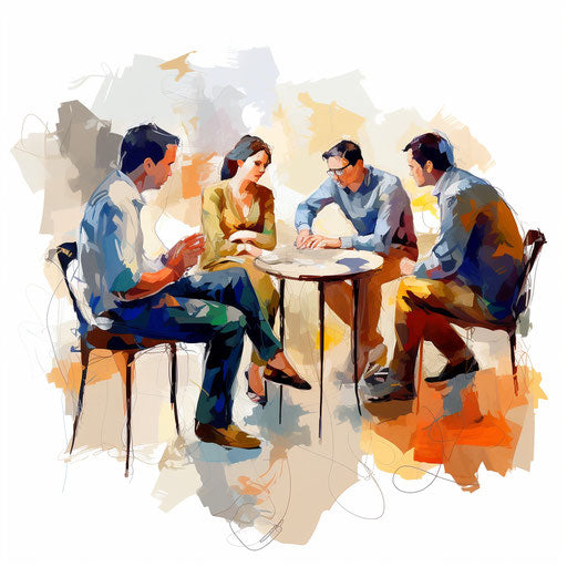 Discussion illustration in the style of Oil painting
