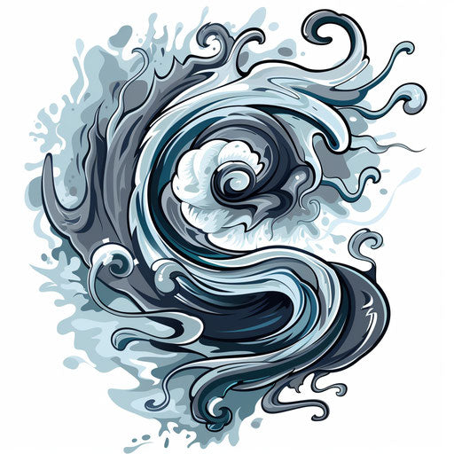 Dynamic flat tattoo sketch of swirling tornado spiral