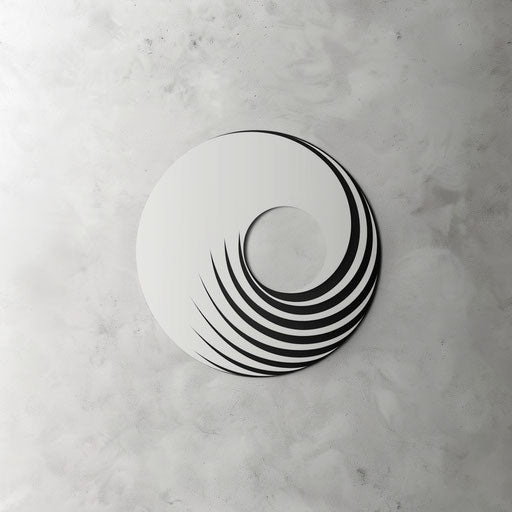 Minimalist business logo with clean lines, monochrome colors, on light gray background