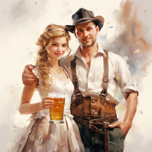 Oktoberfest clipart in the style of Oil painting, on a white background