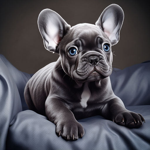 Small gray French bulldog on the couch