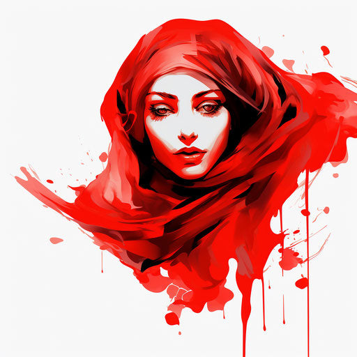 Red clipart in the style of Chiaroscuro Art, on white background