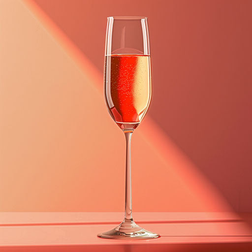 Realistic champagne illustration on vibrant coral background