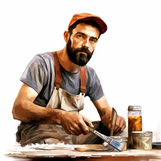 Handyman clipart in the style of Oil painting, on a white background