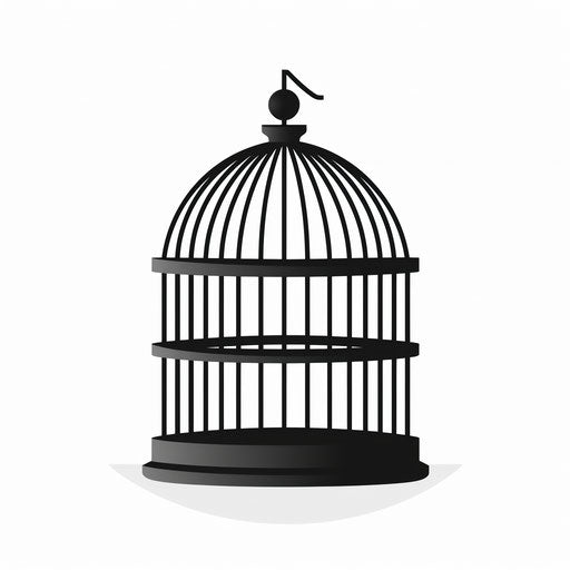 Minimalist clipart of a cage on white background