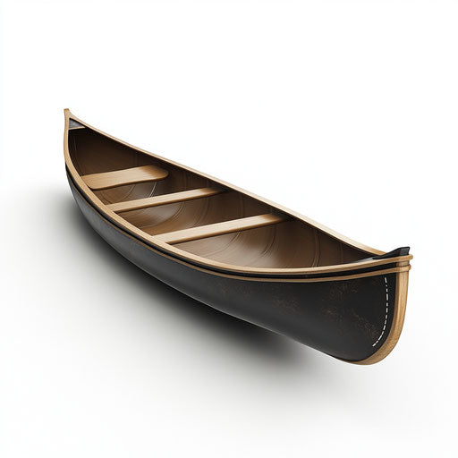 3D canoe on flat white background, isolated clipart