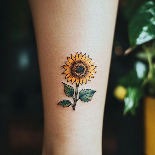 Small sunflower tattoo in a vast, imaginative world