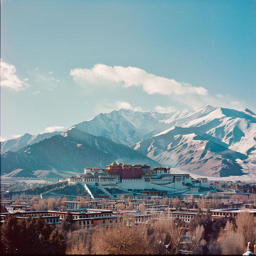 Potala Palace in Lhasa with snowcapped mountains