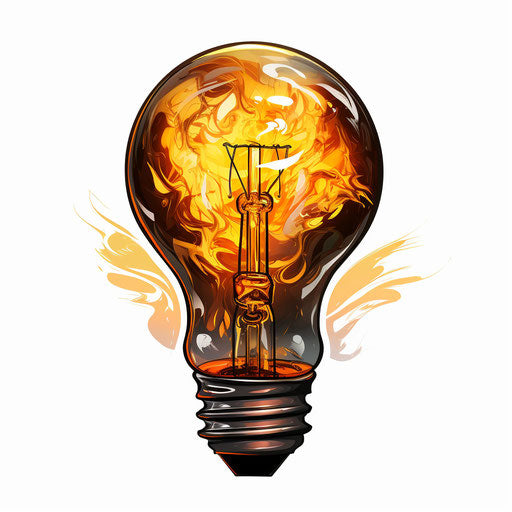 Lightbulb illustration in the style of Chiaroscuro Art, on white background