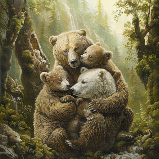 Heartwarming bear family gathering