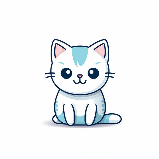 Cartoon cat in Minimalist style, on white background
