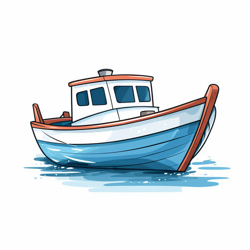 Minimalist boat clipart on white background