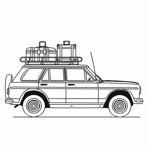 Family car with luggage on the roof