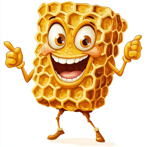 Humorous caricature of a honeycomb caricature with human characteristics