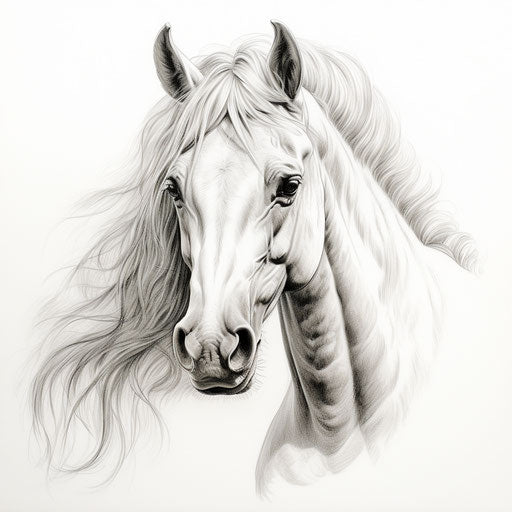 Horse drawing, Anne Stokes style, simple heavy ink