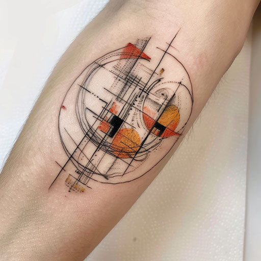 Contemporary flat tattoo sketch of a modern art circle