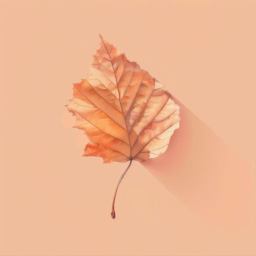 Realistic autumn leaves on pastel peach background